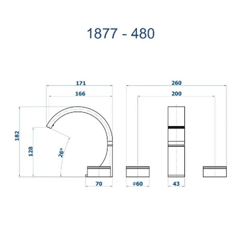 Misturador lavatorio mesa bica alta 1877 bk480 - Fani