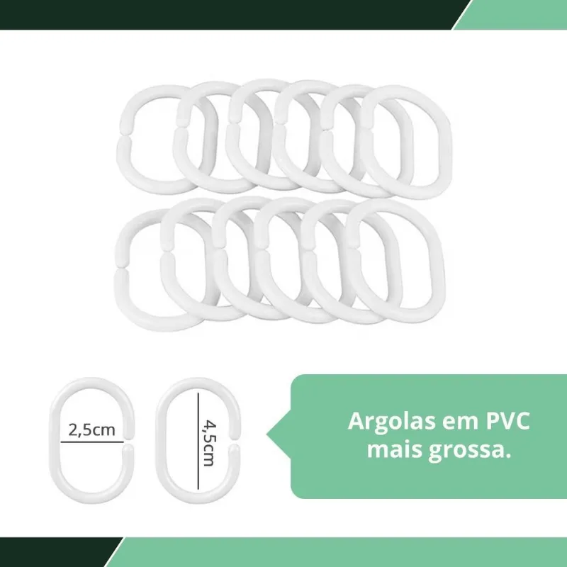 1 Cortina Box Banheiro Pvc Grossa Antimofo Ilhós Vd 140x230