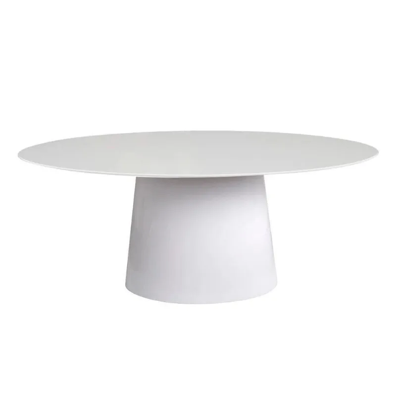 Mesa de Jantar Cone Oval 198x122cm Laqueada Branco