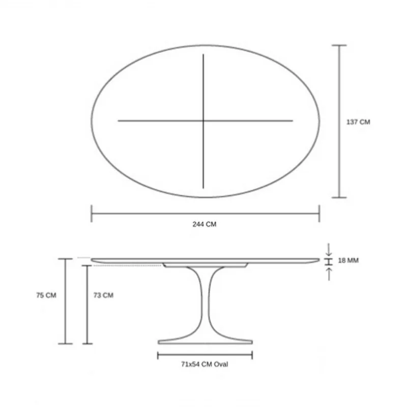 Mesa De Jantar Tulipa Oval 244X137cm Laqueada Branco