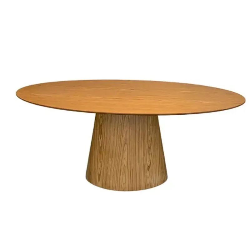 Mesa De Jantar Cone Oval 120x80 Cm Tampo Freijó Base Madeira Freijó