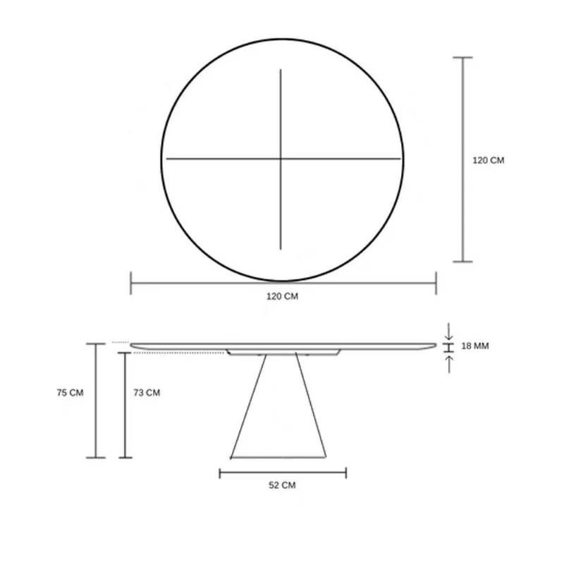 Mesa De Jantar Cone 120cm Tampo Freijó Marrom