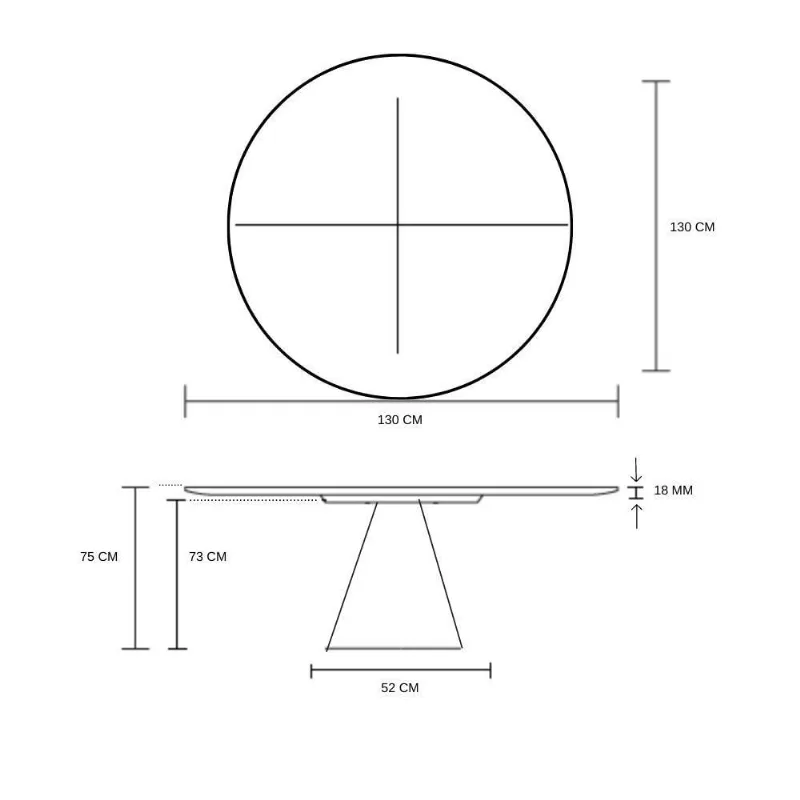 Mesa De Jantar Cone 130cm Tampo Freijó Marrom