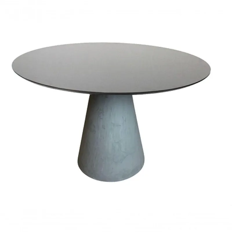 Mesa De Jantar Cone Concreto 120 Cm Tampo Laqueado Preto
