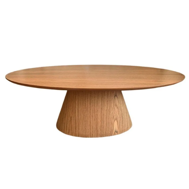 Mesa De Centro Cone Oval 110x60Cm Base Madeira Freijó