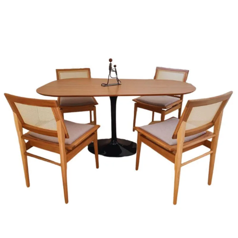 Saarinen Organica Oval Preta 244x137 Em Freijo