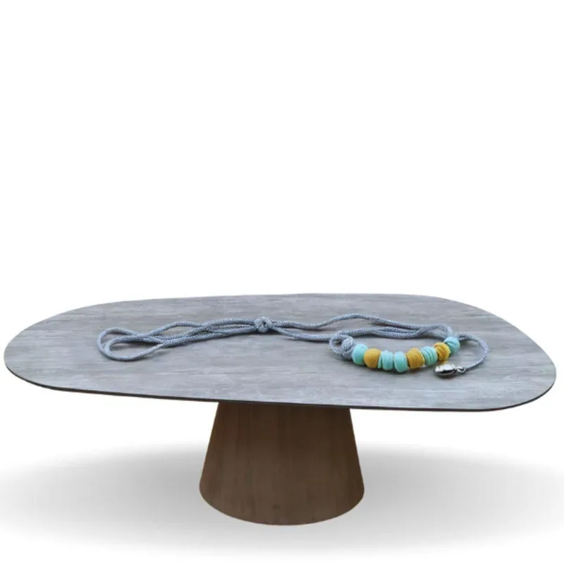 Mesa Cone Organica 120x80cm Cimento Queimado