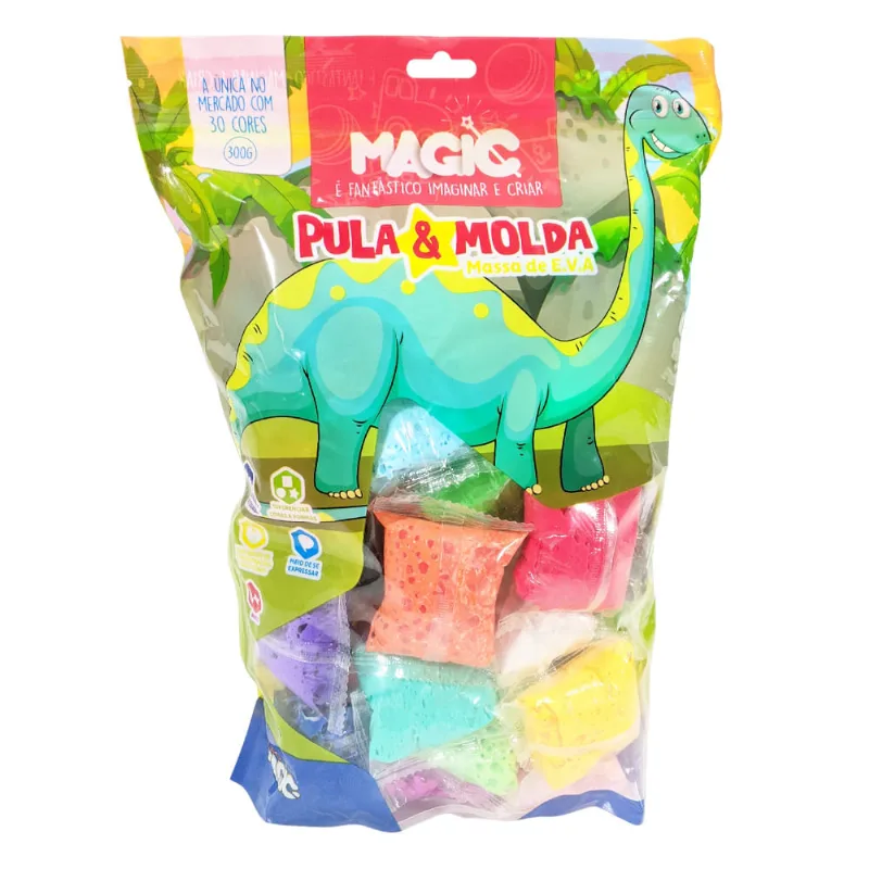 Massinha De Modelar Pula E Molda Eva Bebê Dino Kit 30 Peças