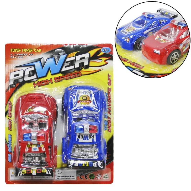 Carro a friccao policia power colors com 2 pecas na cartela