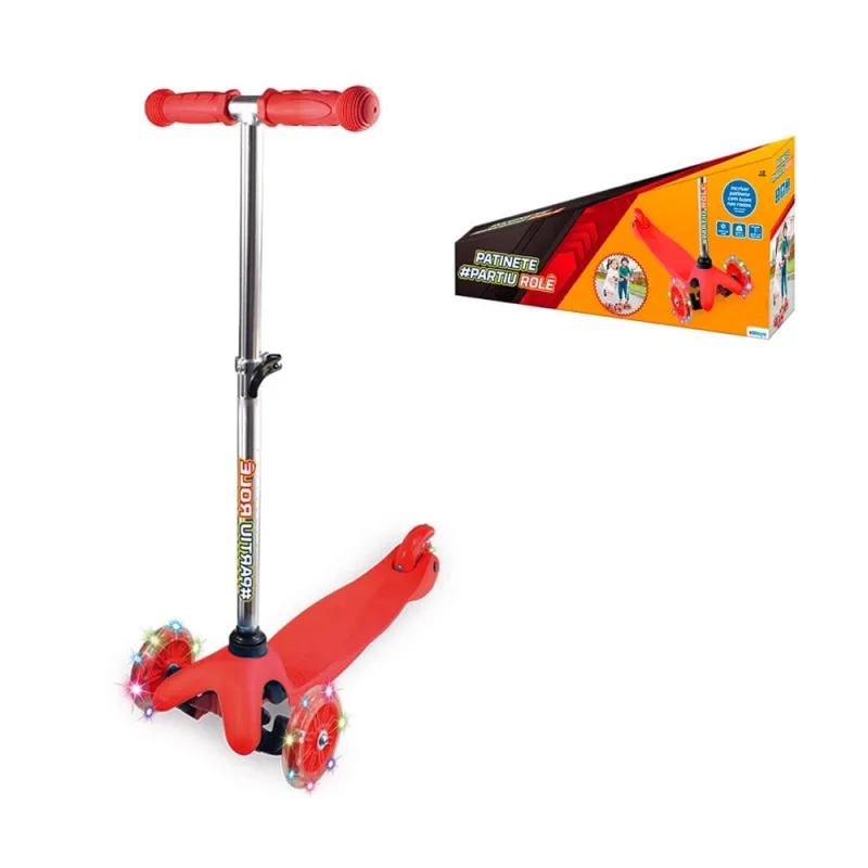 Patinete Etitoys Partiu Rolê com Luz Led com 3 Rodas Vermelho - ETITOYS