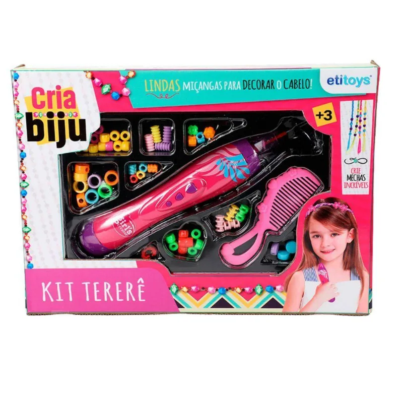 Kit Miçangas Para Decorar Cabelo Com Aplicador - Etitoys