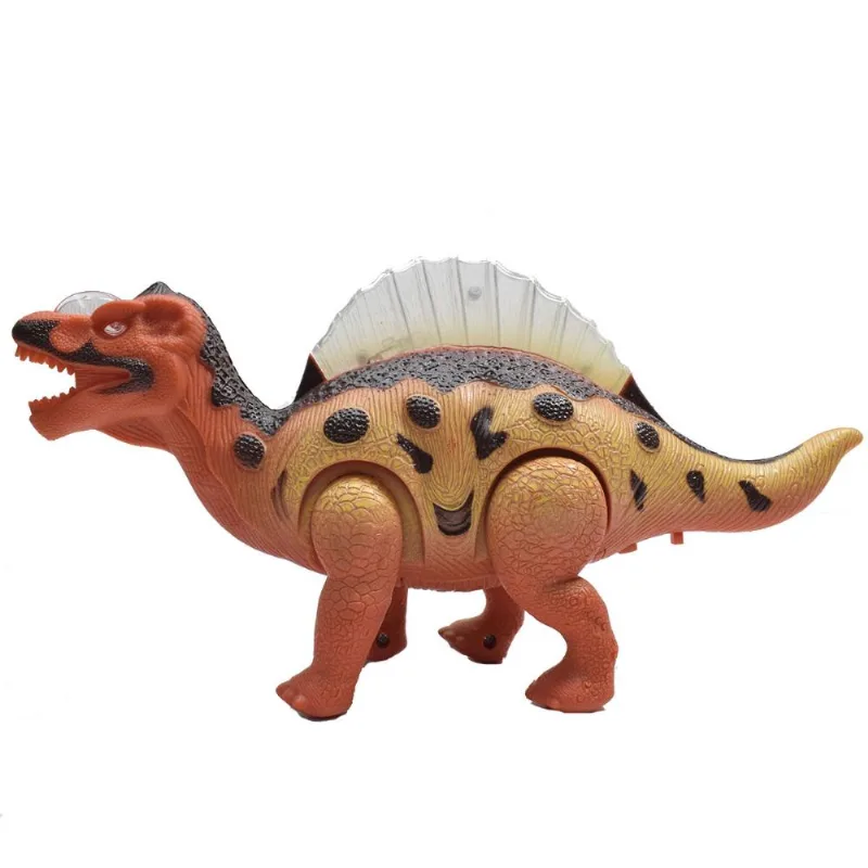 Brinquedo dinossauro com luz e som 26cm em plastico Laranja