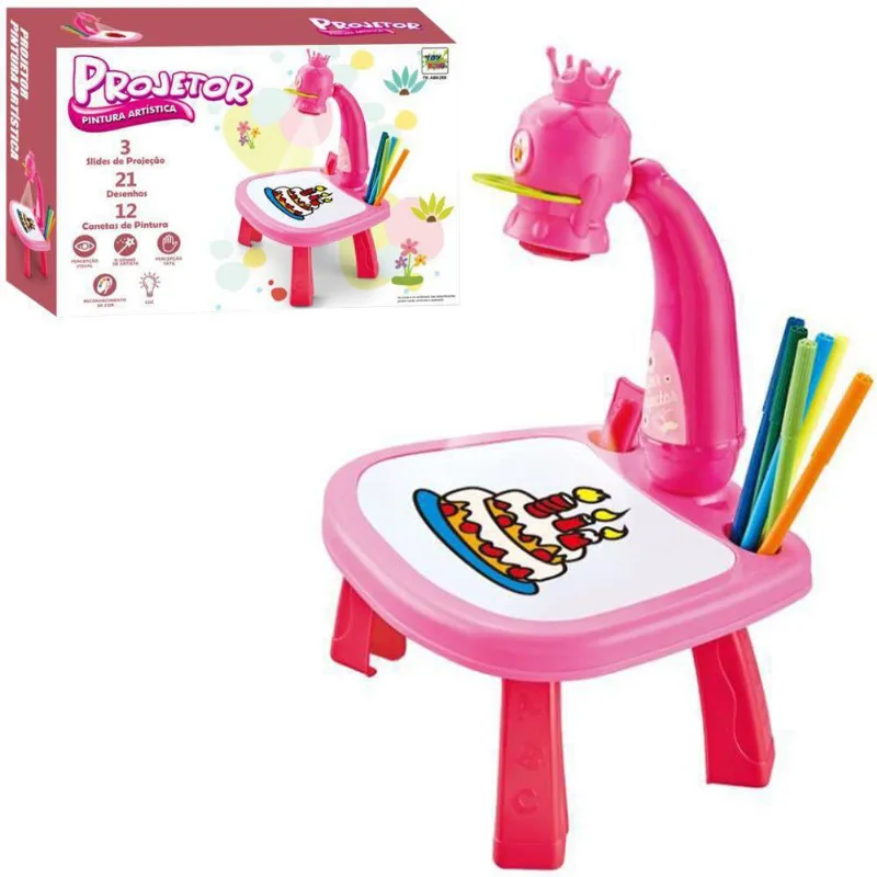 Mesa Infantil Projetor Imagem Canetinha + Apagador Princesas