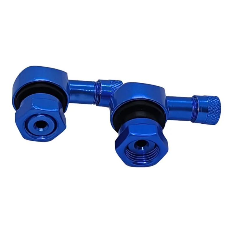 Par Válvula Bico Pneu Esportivo 90 Graus Azul Cx3