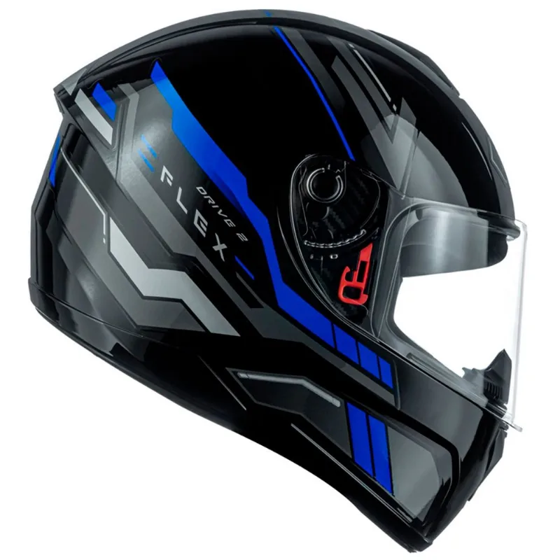Capacete Fly Drive 2 Hg Flex Preto E Azul 58