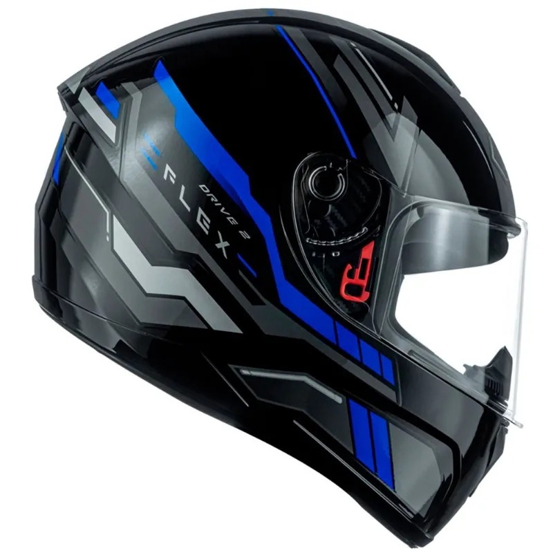 Capacete Fly Drive 2 Hg Flex Preto E Azul 60