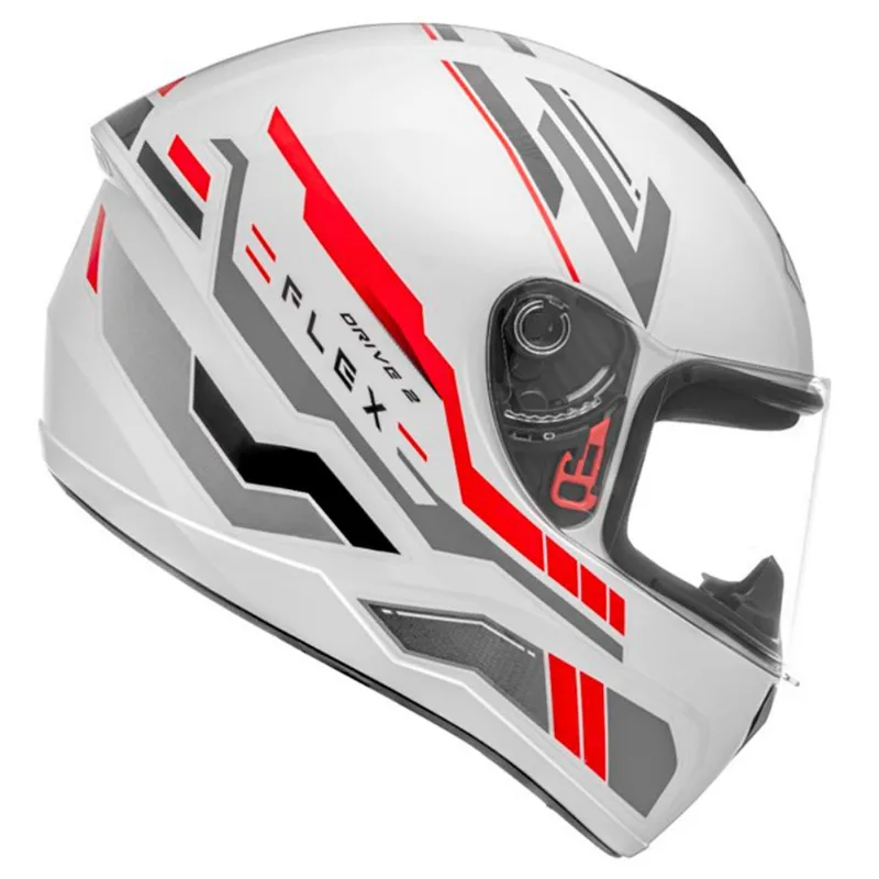 Capacete Fly Drive 2 Hg Flex Branco E Vermelho 58