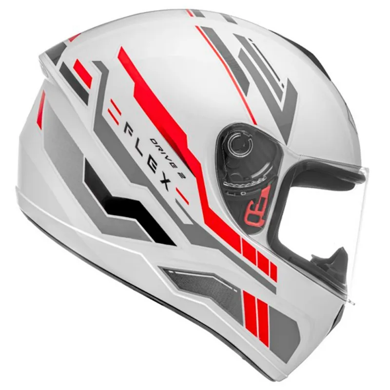 Capacete Fly Drive 2 Hg Flex Branco E Vermelho 60