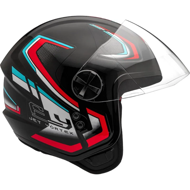 Capacete Fly Jet Hg Vortex Preto E Vermelho 58