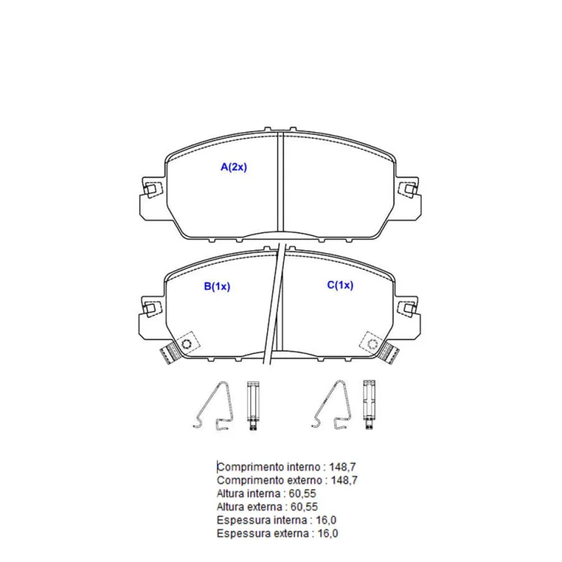 Pastilha De Freio Dianteira Civic Com Alarme 1BP31068AA BProauto - BPROAUTO