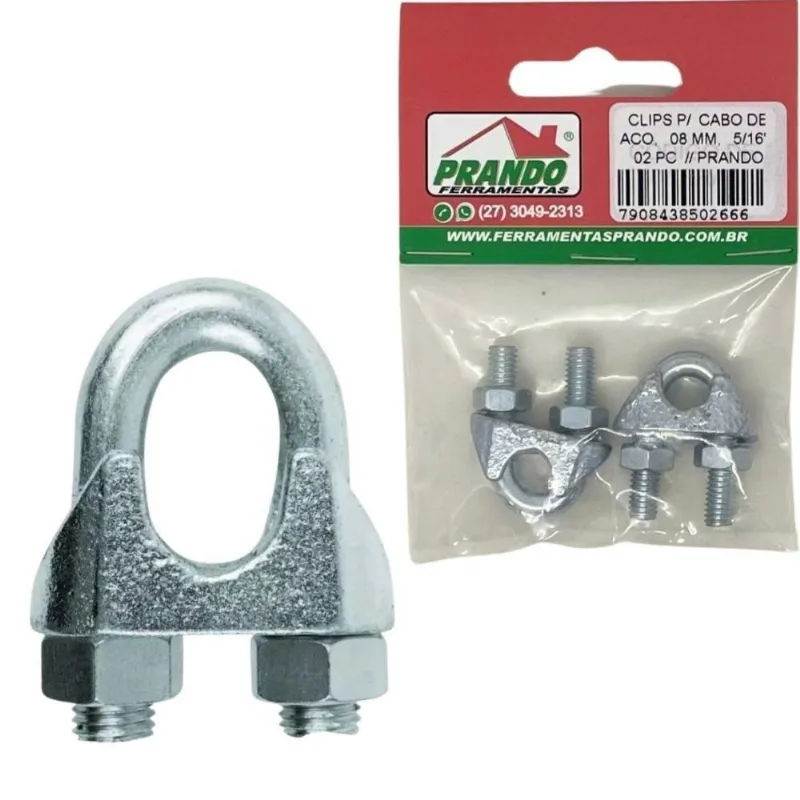 Clips Para Cabo De Aço 08 Mm - 5/16" - 02 Peças Prando