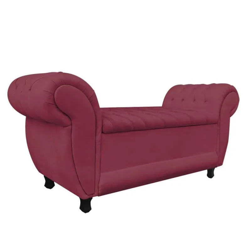 Recamier Baú Londres 120CM Suede Madeira Rose MV Estofados - OUTRAS