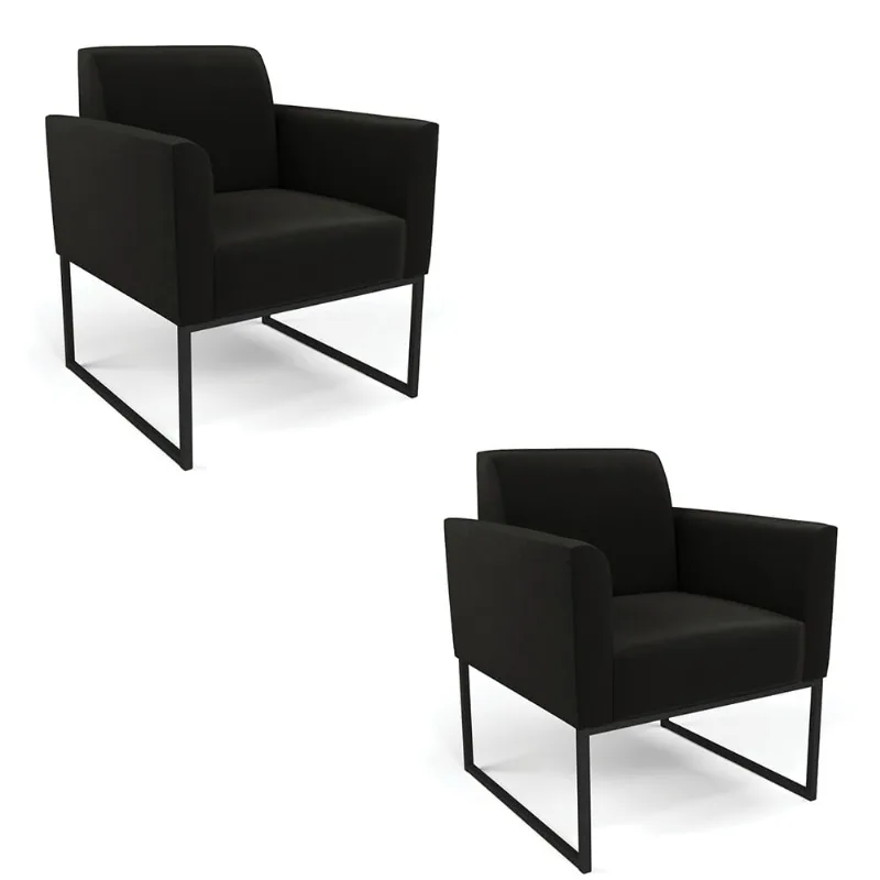 Kit 2 Poltronas Base Industrial Preto Marisa Suede D03 - D?Rossi Preto