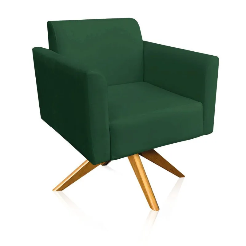 Poltrona Marisa Suede Base Madeira Verde - DRossi