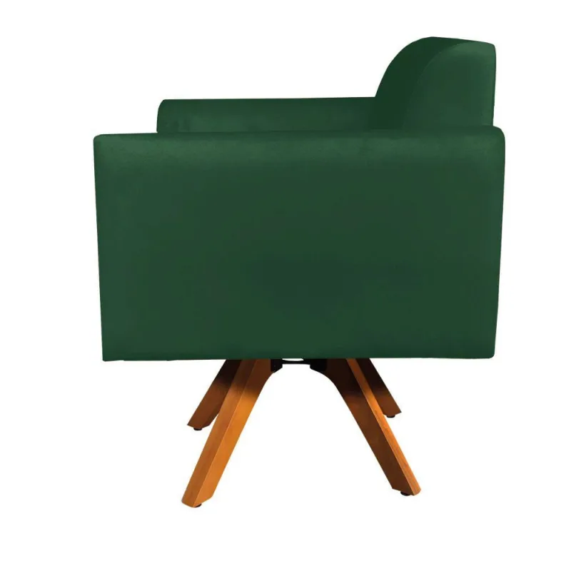 Poltrona Marisa Suede Verde Base Madeira - DRossi