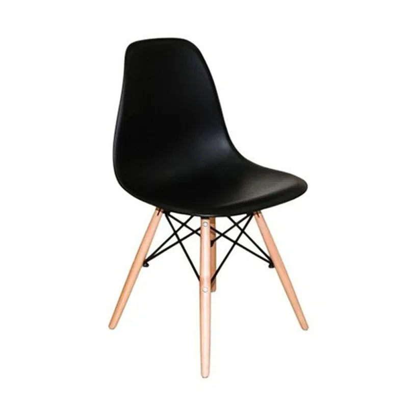 Cadeira Base Em Madeira E Aço Eames Empório Tiffany Preto - Universal Mix