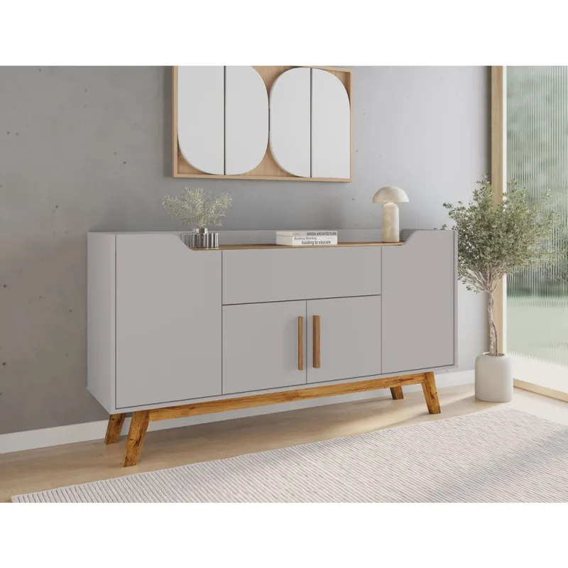 Buffet Aparador 1 Gaveta 4 Portas Retro Pés De Madeira Future - Não Disponível