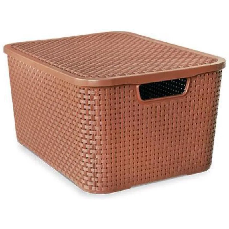 Caixa Organizadora Rattan Marrom 15L com Tampa - Não Disponível