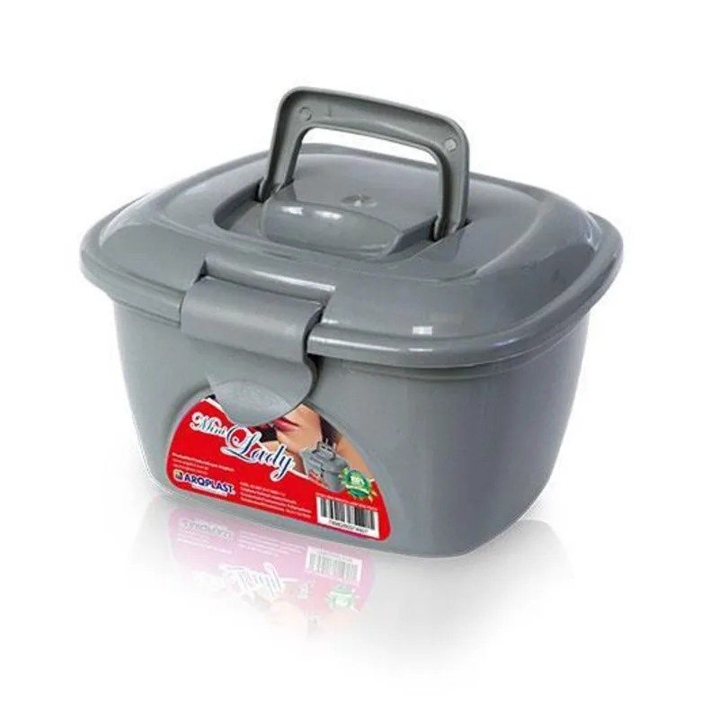 Mini Maleta Lady Box Cinza Com Tampa E Trava 25363 Arqplast - Arqplast