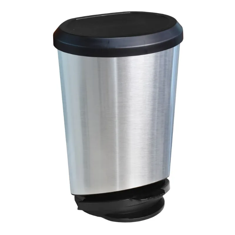 Lixeira Label Redonda com Pedal 10L Inox com Tampa Arqplast - Arqplast