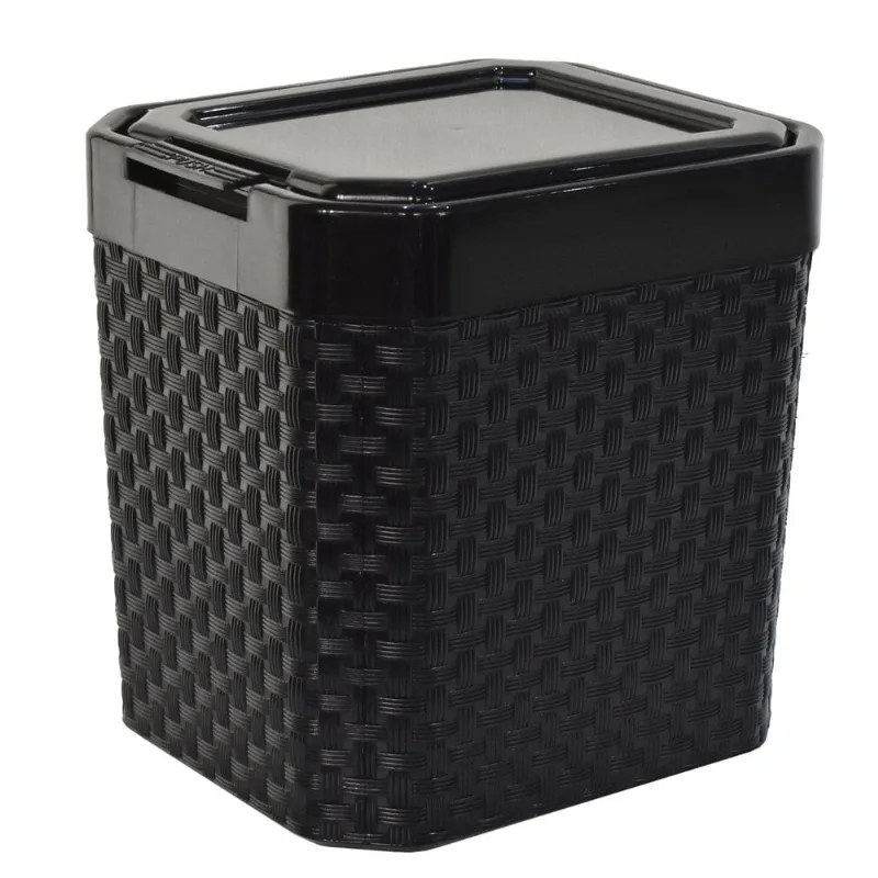 Lixeira De Pia Rattan C Tampa Click Pt 5L Arqplast - Arqplast