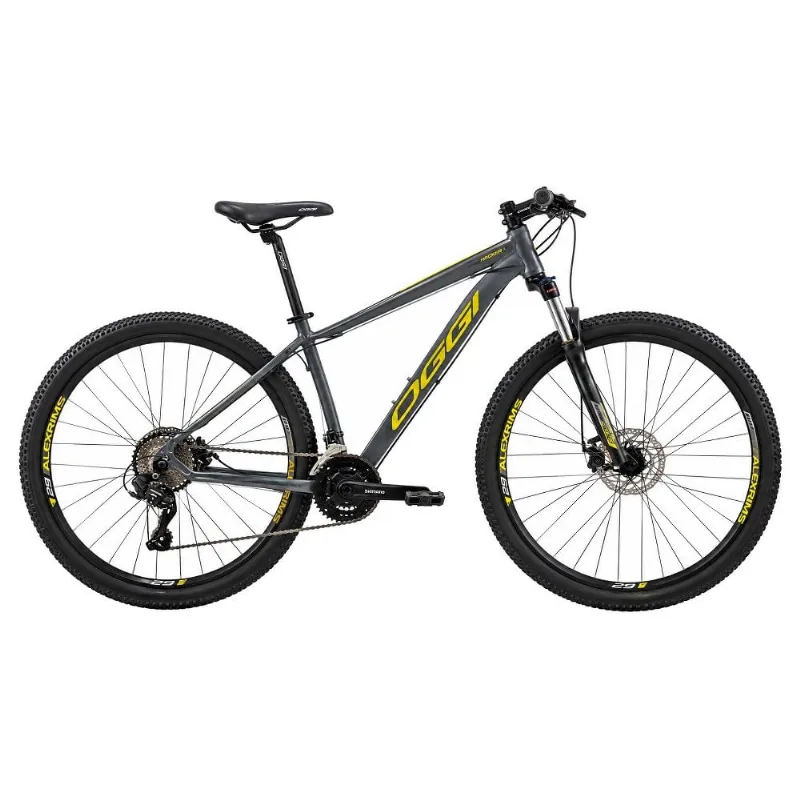 Bicicleta MTB Oggi Hacker Sport Aro 29 Grafite E Amarelo 17 (MP)