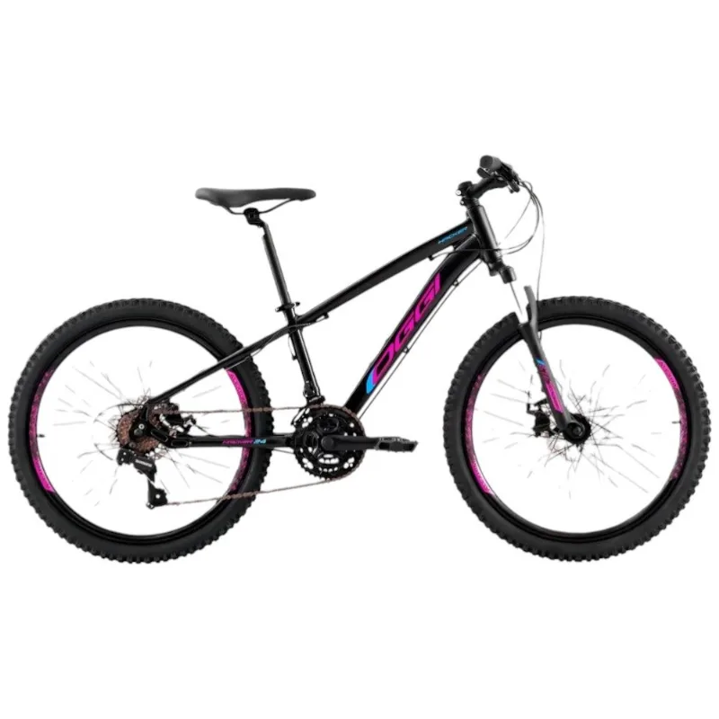 Bicicleta MTB Oggi Hacker Aro 24 Preto E Rosa 13 (MP)