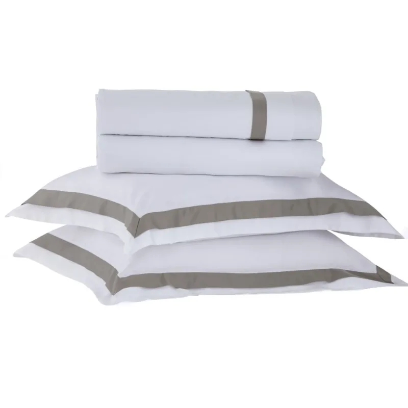 Jogo de Cama 4 Peças 300 Fios Algodão Branco/Fend Bellagio Kacyumara - Casa K King Size