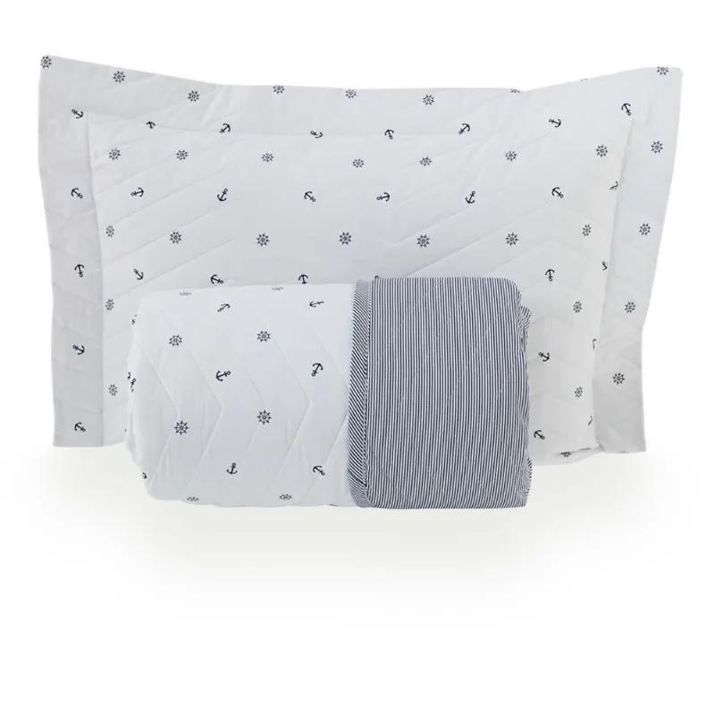 Colcha Solteiro 200 Fios Vintage Ancor - Kacyumara Branca/azul