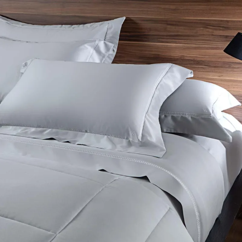 Jogo De Cama Casal 300 Fios Bordado Istambul - Linha K Prata/branco - Kacyumara