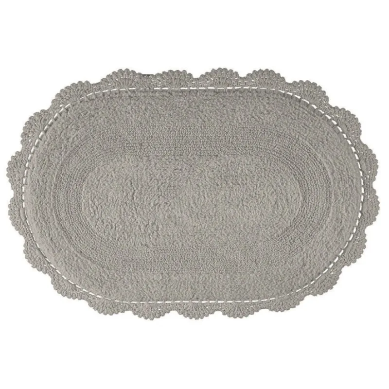 Tapete Banheiro Crochê Oval 50x80 Cinza/Storm Kacyumara - Casa K - Kacyumara