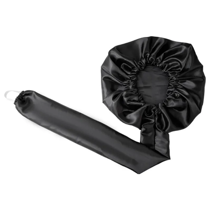 Touca Difusora Secadora Cetim Seda Anti Frizz Preta