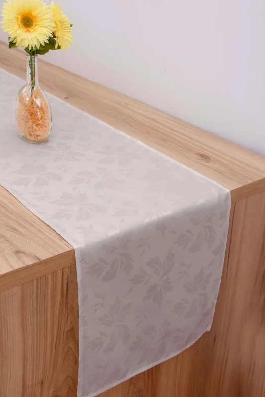 Kit 2 Caminho Trilho Mesa Tecido Jacquard Cinza 1,40X0,40 - Não Disponível - Cama, Mesa E Banho