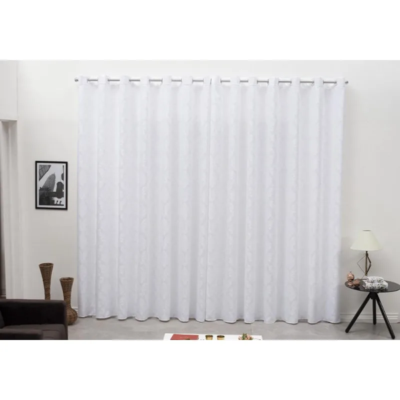 Cortina Tecido Jacquard Branco 2,80X1,30 Sala Quarto Cozinha