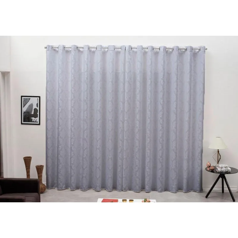 Cortina Tecido Jacquard Cinza 2,80X1,30 Sala Quarto Cozinha