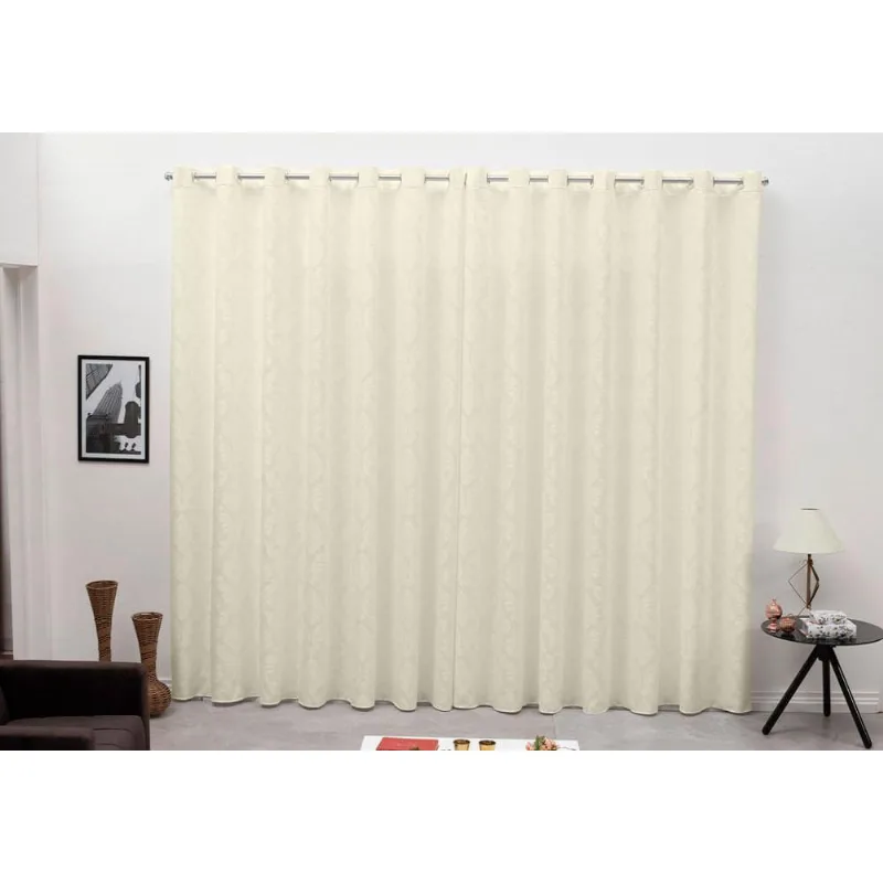 Cortina Tecido Jacquard Pérola 2,80X1,50 Sala Quarto Cozinha