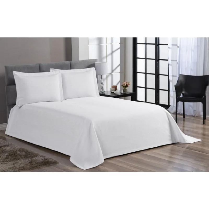 Cobre Leito Colcha Piquet Liso Casal Padrão Branco 3 Peças