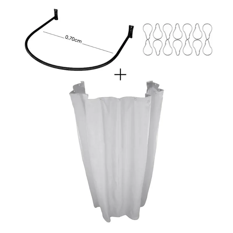 Kit Provador Cortina Blecaute E Arco 70x70 Branco Gelo