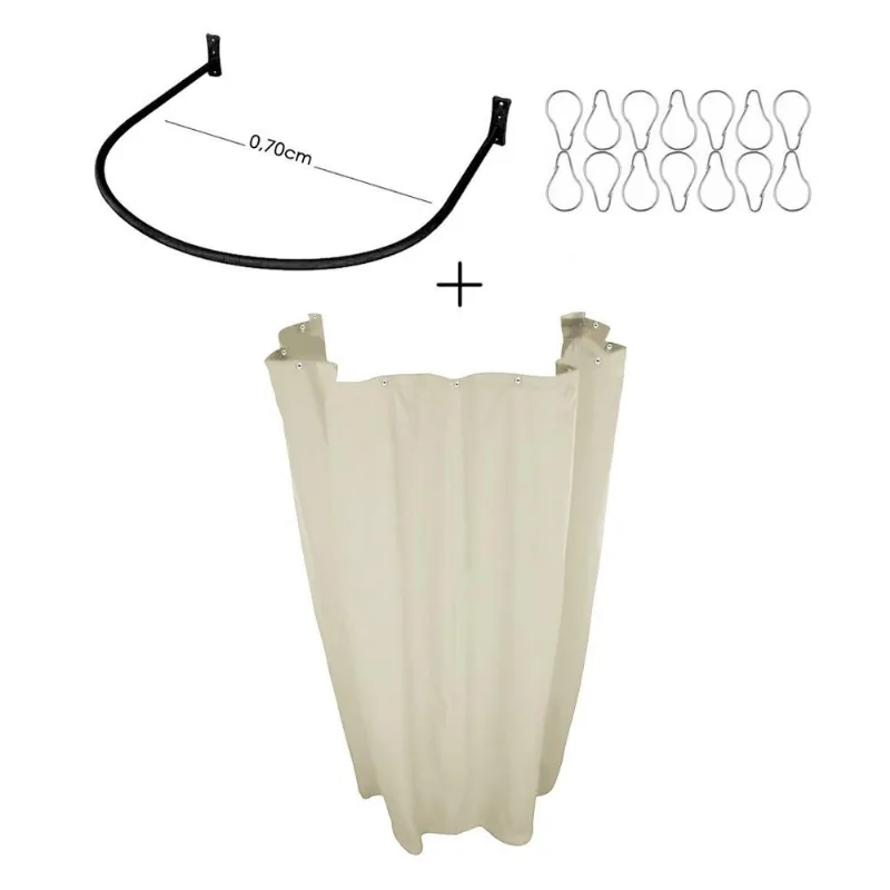 Kit Provador Arco Cortina Blackout Areia Corta Luz 100%