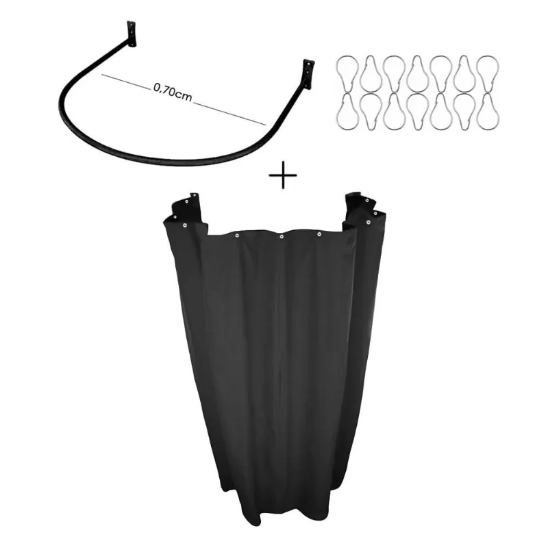 Kit Provador Arco Cortina Blackout Preto Corta Luz 100%